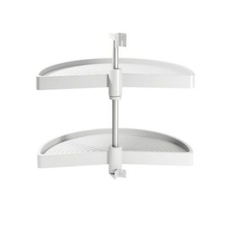 Emuca jeu de plateaux rotatifs Shelvo 1/2 lune, pour module de 900mm, plastique et aluminium, Blanc