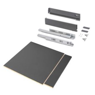 Emuca Kit de tiroirs pour cuisine ou salle de bains Vertex avec réglages 3D, hauteur 93mm, avec panneaux inclus, module 600mm,