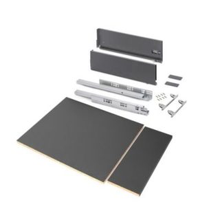 Emuca Kit de tiroirs pour cuisine ou salle de bains Vertex avec réglages 3D, hauteur 178mm, avec panneaux inclus, module 450mm,