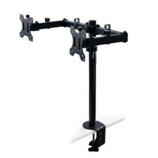 Emuca Support ecran double 360 degres acier noir