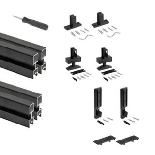 Emuca Lot de 2 cadres Zero avec quincaillerie et profilés pour montage au sol et au mur avec niveleur rectangulaire, Aluminium et