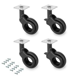 Emuca Lot de 4 roulettes Hole 2 avec plétine de montage, diamètre 60mm, Acier et Plastique, Peint en noir
