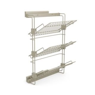 Emuca Porte-chaussures latéral coulissant pour placards et dressing Hack, Gauche, Peint gris pierre, Acier.