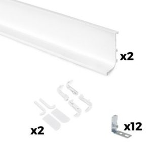 Emuca Kit de 2 profils supérieurs Gola pour meubles de cuisine, longueur 2,35m, avec accessoires, Aluminium, peint blanc.
