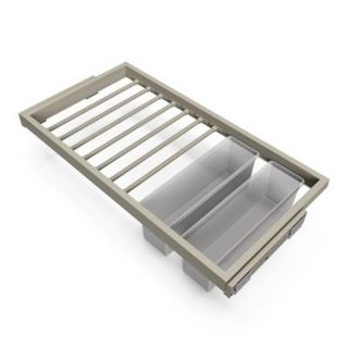Emuca Kit de 7 tringles à pantalons, 2 plateaux et cadre coulissant à fermeture douce pour armoires, réglable, module 900mm, Gris