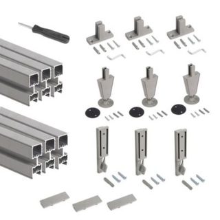 Emuca Lot de 3 cadres Zero avec quincaillerie et profilés pour montage au sol et au mur avec vérin circulaire, Aluminium et Zamak,