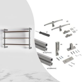 Emuca Kit de cadre modulaireKit de Zero avec matériel de fixation murale, Aluminium et Zamak, Peint gris pierre