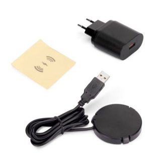 Emuca Chargeur sans fil caché pour mobile Airtop 2, D60mm, 5V DC 2A (QI-10W), Plastique noir, Plastique