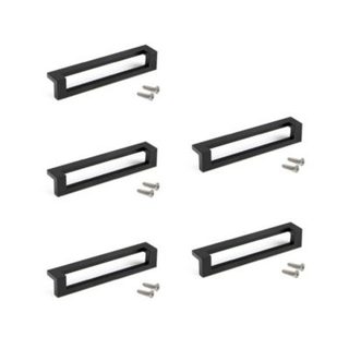 Emuca Lot de 5 poignées pour meubles Ribarroja, L144mm, entraxe 128mm, Zamak, Peint en noir