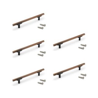 Emuca Lot de 5 poignées pour meubles Riad, L168mm, entraxe 128mm, Aluminium, Bronze