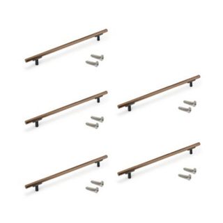 Emuca Lot de 5 poignées pour meubles Riad, L232mm, entraxe 192mm, Aluminium, Bronze