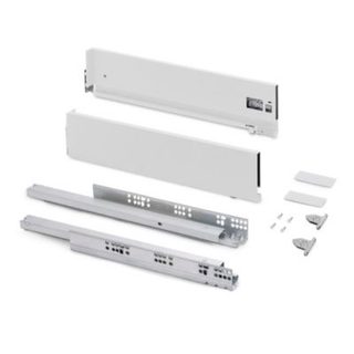 Emuca Tiroir extérieur Vertex avec réglages 3D hauteur 131mm, 40kg, profondeur 450mm, Acier, Peint en blanc