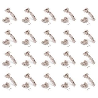 Emuca Lot de 20 charnières droites X91 à fermeture amortie avec embases de montage mixtes, Diamètre 5x9.5mm, Hauteur 0, Acier,