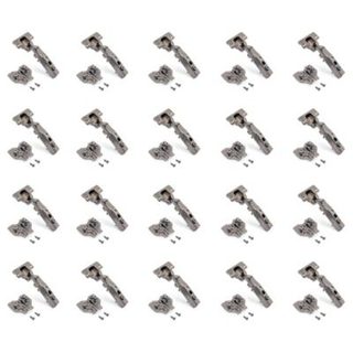 Emuca Lot de 20 charnières droites X91 avec fermeture amortie et embases euro, hauteur 0, acier, titane