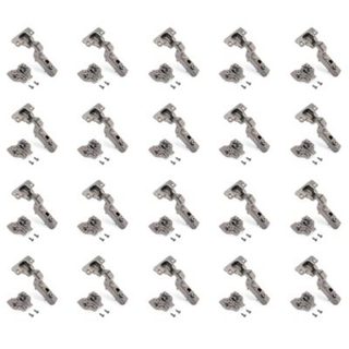 Emuca Lot de 20 charnières super coudées X91 à fermeture amortie et embases Euro, Hauteur 0, Acier, Titane