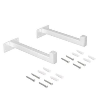 Emuca Jeu de supports pour étagères en bois Shelf droit avec tube carré, Acier, Peint en blanc