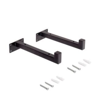 Emuca Jeu de supports pour étagères en bois Shelf droit avec tube carré, Acier, Peint en noir