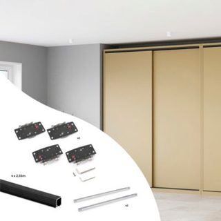 Emuca Kit de ferrures pour Flow2 2 portes coulissantes et à fermeture souple avec rails encastrés 2,35m, panneaux non inclus,