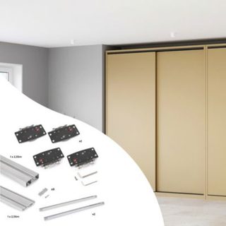 Emuca Système de montage en surface Flow 2 en kit pour une armoire avec 2 portes coulissantes en bois avec fermeture souple.