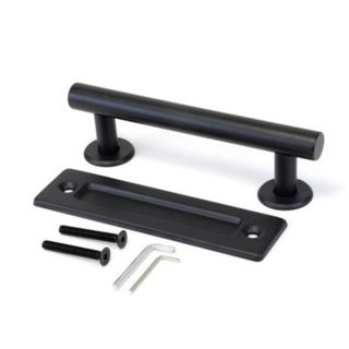 Emuca Poignée pour portes coulissantes en bois Pasadena, Longueur 240 mm, entraxe 180 mm, Acier, Noir texturé