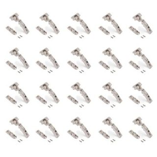 Emuca Lot de 20 charnières droites X91 à fermeture amortie avec embases droite à visser, Hauteur 1, Acier, Nickelé
