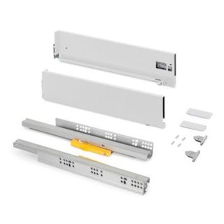 Emuca Tiroir extérieur Vertex Push Synchro avec réglages 3D, hauteur 131mm , 40kg, profondeur 400mm, Acier, Peint en blanc