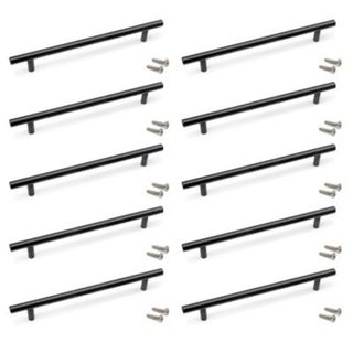 Emuca Lot de 10 poignées pour meubles Orlando, L336mm, entraxe 256mm, Acier, Peint en noir