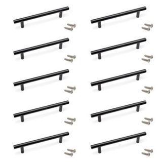 Emuca Lot de 10 poignées pour meubles Orlando, L188mm, entraxe 128mm, Acier, Peint en noir