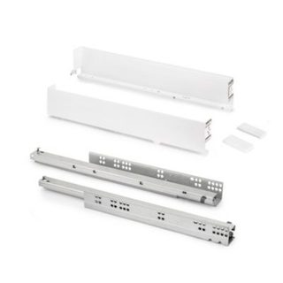 Emuca Tiroir extérieur Simplex 25kg hauteur 88mm, profondeur 490mm, acier, peint en blanc