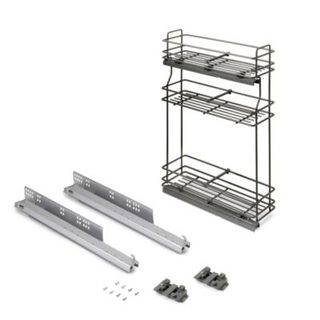 Emuca porte-bouteilles extractible TitaneMax avec fermeture à amortie, gauche, 3 plateaux, module 200mm, Acier, Gris Anthracite