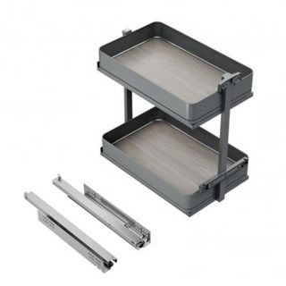 Emuca Chariot extractible Harmony avec fermeture à amortie, Module largeur 300mm hauteur 700mm, Acier et Bois, Gris anthracite