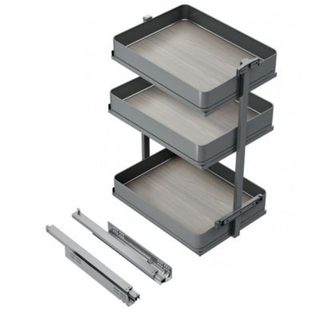 Emuca Chariot extractible Harmony avec fermeture à amortie, Module largeur 400mm hauteur 800mm, Acier et Bois, Gris anthracite