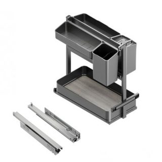 Emuca Chariot extractible avec paniers et accessoires Harmony avec fermeture à amortie, Module largeur 300mm hauteur 700mm, Acier