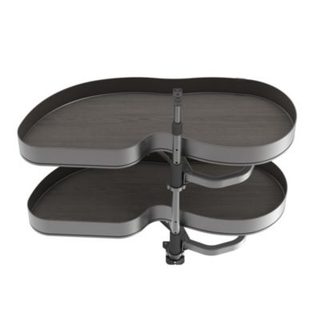 Systeme d'angle Emuca Harmony gauche 2 plateaux gris anthracite hauteur reglable
