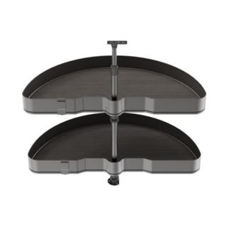 Emuca Jeu de plateaux tournants Harmony 1/2 lune, Module largeur 800mm, Hauteur réglable, Acier et Bois, Gris anthracite