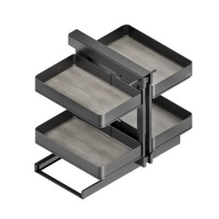 Emuca Meuble d'angle articulé Harmony pour les meubles de cuisine, Droite/Gauche, Acier et Bois, Gris anthracite