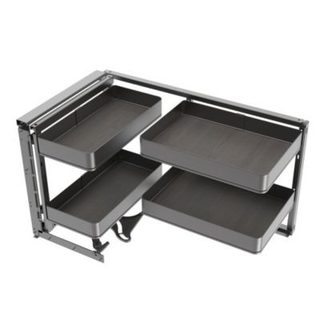 Emuca Accessoire extractible Harmony pour meuble de cuisine, Gauche, Acier et Bois, Gris anthracite