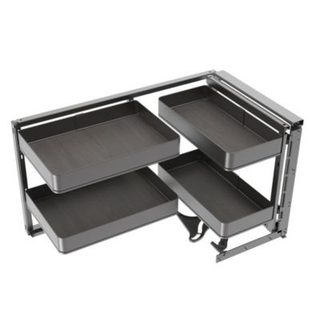 Emuca Accessoire extractible Harmony pour meuble de cuisine, Droite, Acier et Bois, Gris anthracite