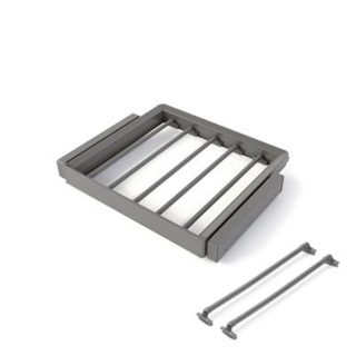 Emuca Kit de porte-pantalon à 7tringles et rack ajustable Quartz pour armoires, glissières extension totale et à fermeture douce,