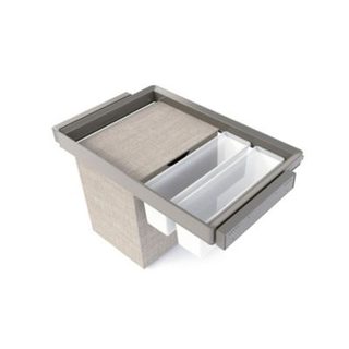 Emuca Kit 2 plateaus auxiliaires, 1 panier et rack ajustable Quartz pour armoires, glissières extension totale et à fermeture