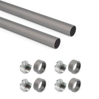 Emuca Lot de 2 rails ronds pour armoires D.28mm longueur 0.75m avec supports, Aluminium et Zamak, Titane