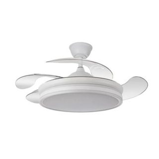 Ventilateur Bayomo 59 W, 6 980 lm, blanc, 4 pales, diamètre 34,5/42 x 50/107 mm, 3 couleurs. Télécommande DC, intensité réglable
