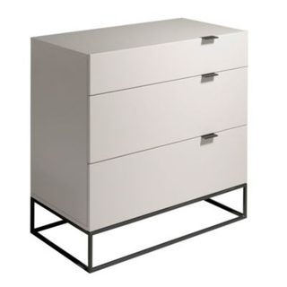 Commode bois gris et acier noir 7020 - 80x45x80 cm