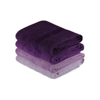 Serviette de bain AUCUNE Ensemble 4 violet 70 x 140 cm coton 100%