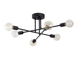 Plafonnier en métal - 3 bras - L. 64 cm x H. 30 cm - Noir - FLOWERA