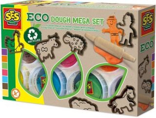 Pate a modeler geante SES CREATIVE 7 x 90 g avec outils en bois multicolore