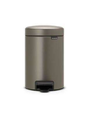 Poubelle de salle de bains ronde 3 litres Brabantia Newicon en métal chromé coloris platinium Ø16,8 x H.26,4 cm