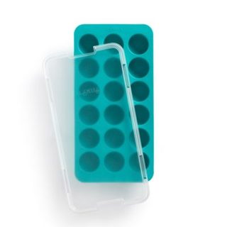 Bac à glaçons rond turquoise avec couvercle