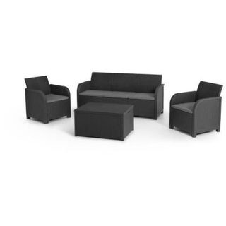 Salon de jardin - en résine imitation rotin tressé - Allibert by KETER - 5 personnes - SanRemo - G