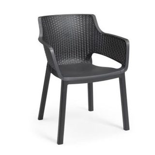 Fauteuil de jardin EVA Allibert by KETER lot de 6 résine gris graphite empilable
